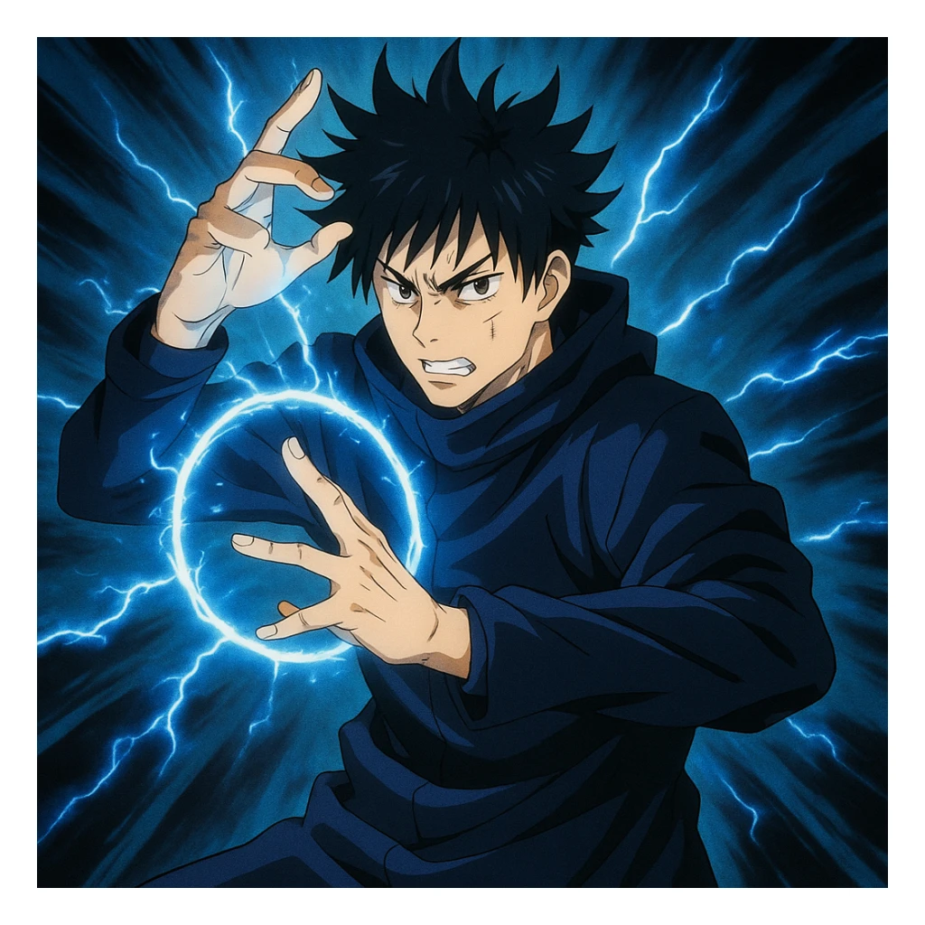 Jujutsu Kaisen sorcerer using technique, anime style sticker