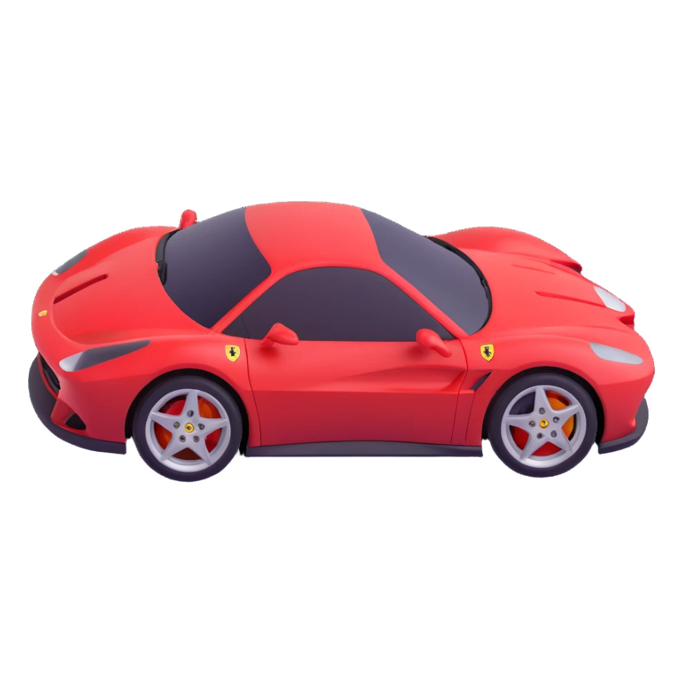 red Ferrari sports car, side view, 3D emoji style sticker
