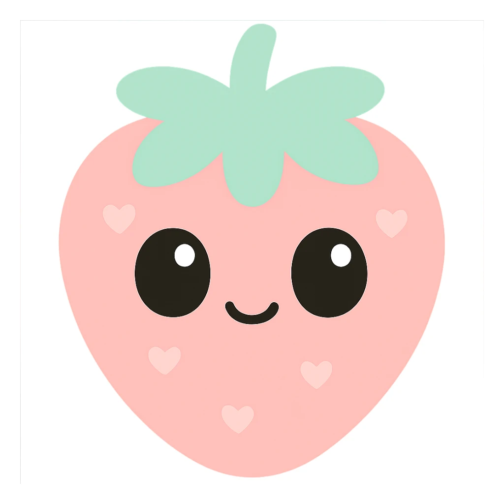 a cute smiling strawberry with big eyes, kawaii style sticker