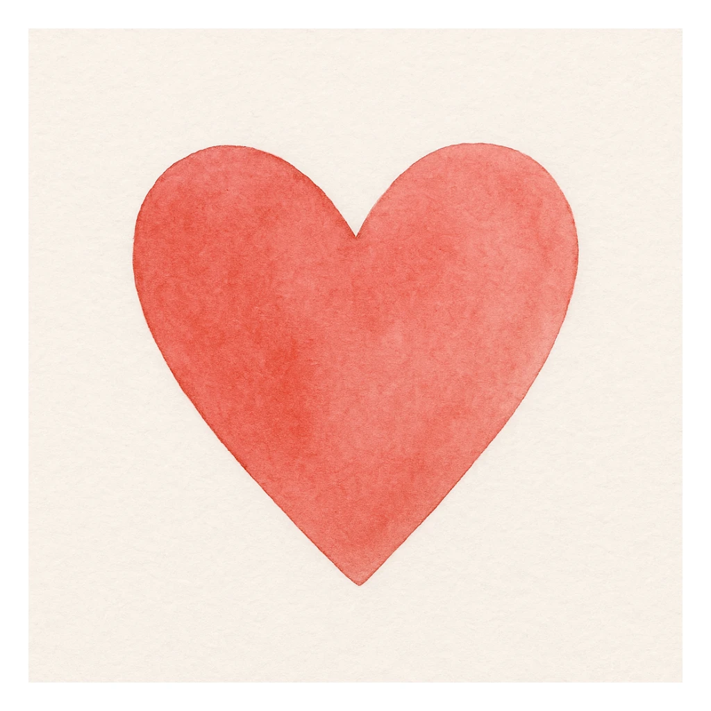 a vibrant red heart, gouache illustration sticker