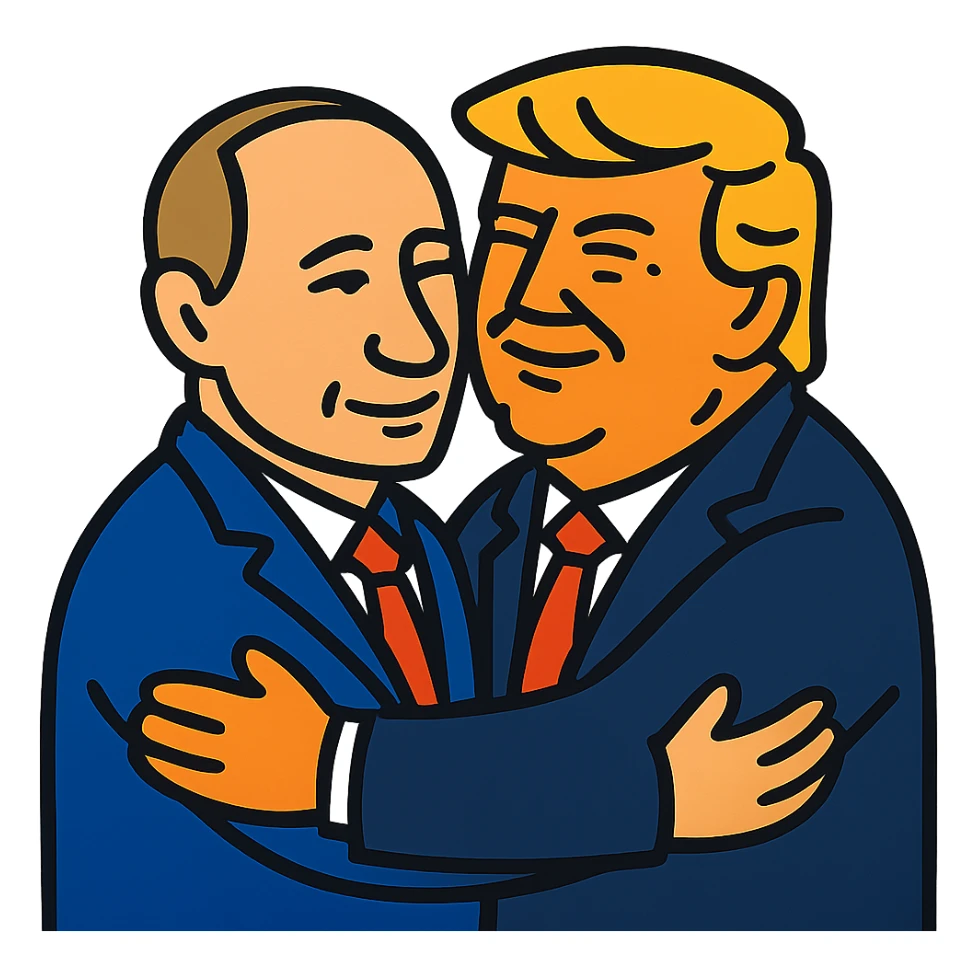 Putin and Trump hugging sticker