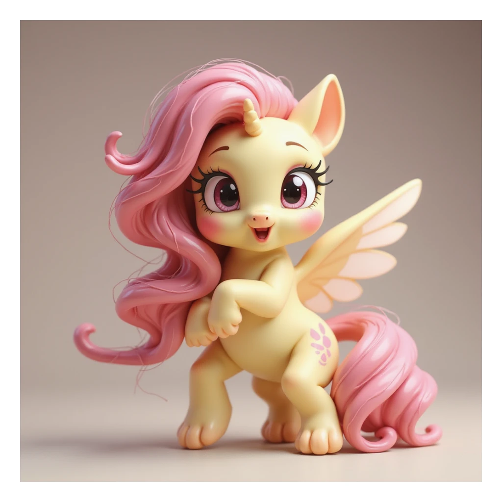 Fluttershy looking surprised, realistic style, no background, transparent sticker