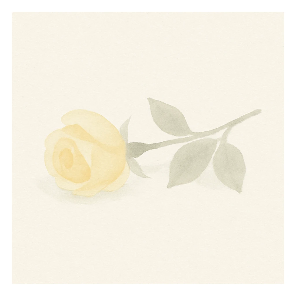 yellow rose laying on its side, watercolor illustration sticker
