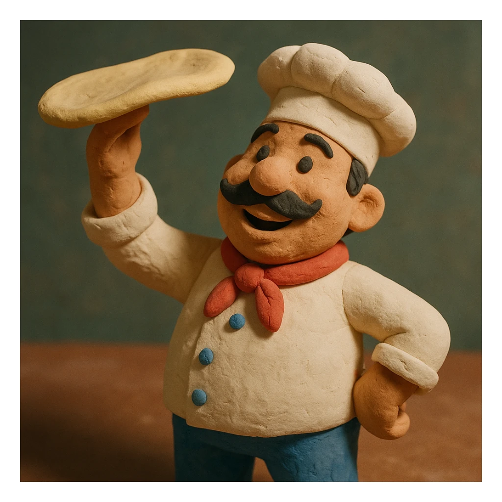 smiling Italian chef spinning pizza dough sticker
