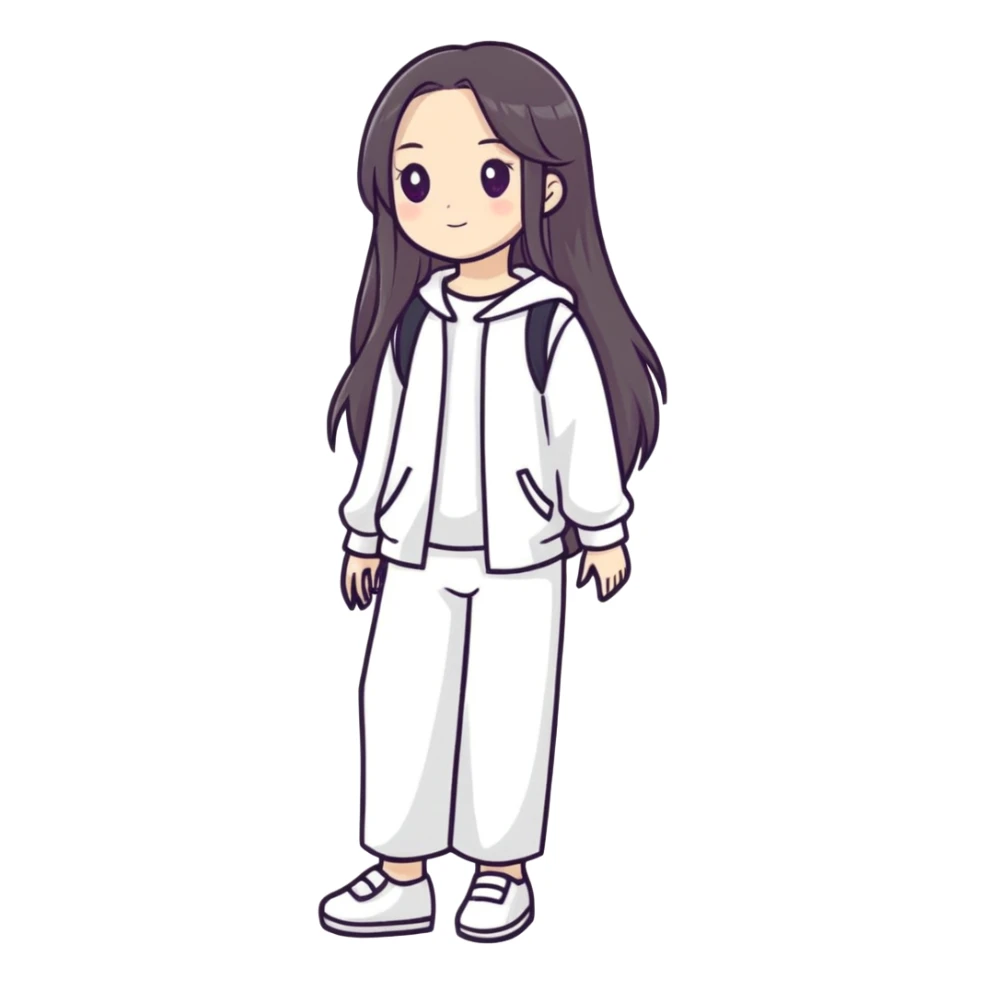 Chica con pelo largo con ropa blanca  sticker