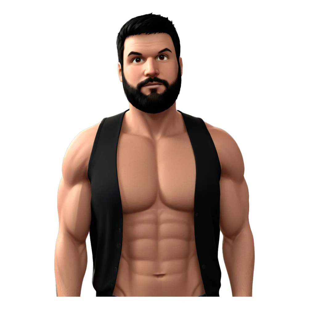 muscular male with black hair sticker