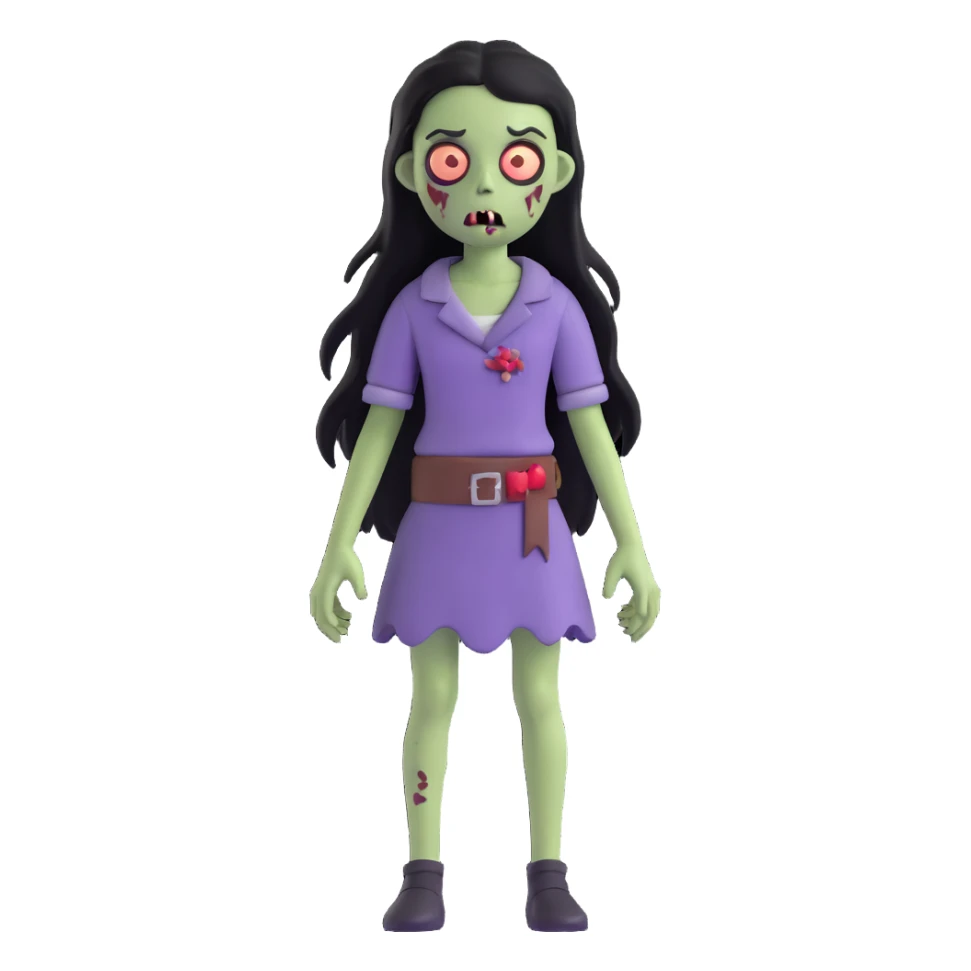 girl zombie with black long hair sticker
