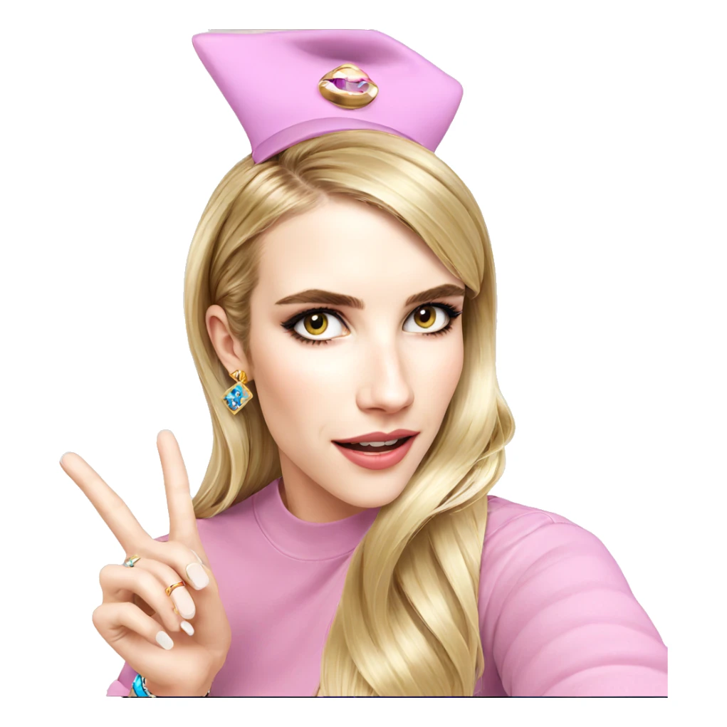 blonde girl with hat and jewelry sticker