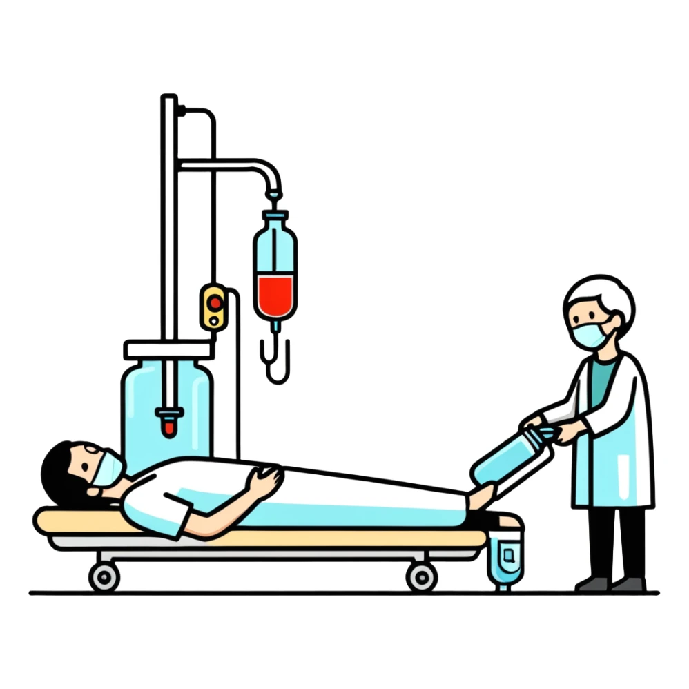 Patient giving intravenous fluids to a patient sticker