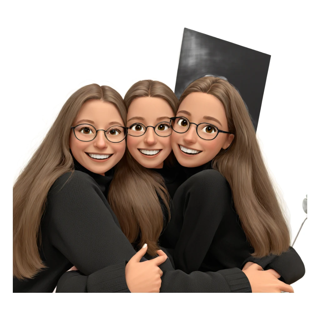 girls in black sweaters smiling sticker