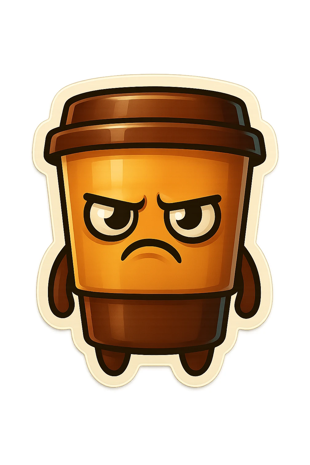 Tall coffee cup, annoyed, disturbed, disgusted sticker