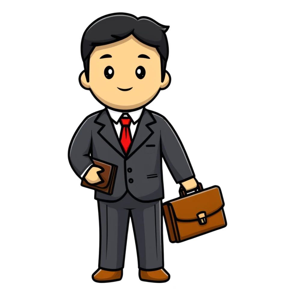 Professional Pakistani diplomat in traditional formal clothing with briefcase sticker