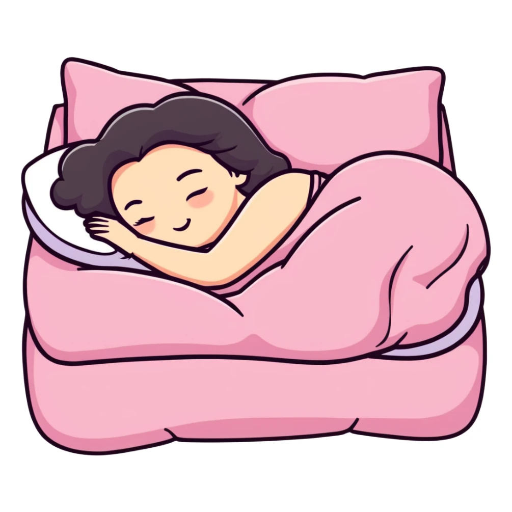 coquette girl sleeping in a pink soft bed sticker