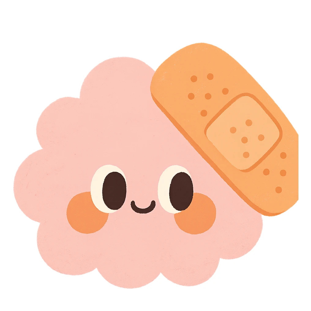 bandage, fluffy, soft texture, pastel colors, cute face sticker