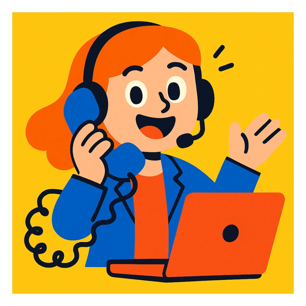 call center agent on the phone, vibrant toon style sticker