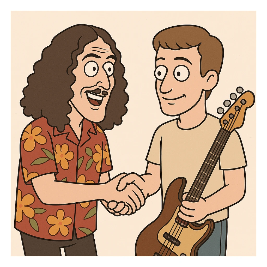 weird al holding my hands John Deacon  sticker