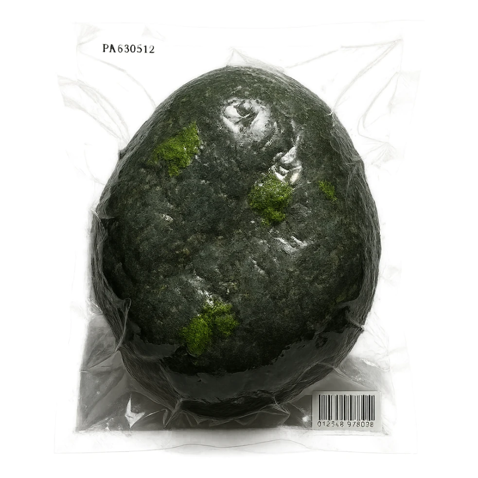 large stone with small patches of green moss, glossy and puffy sticker