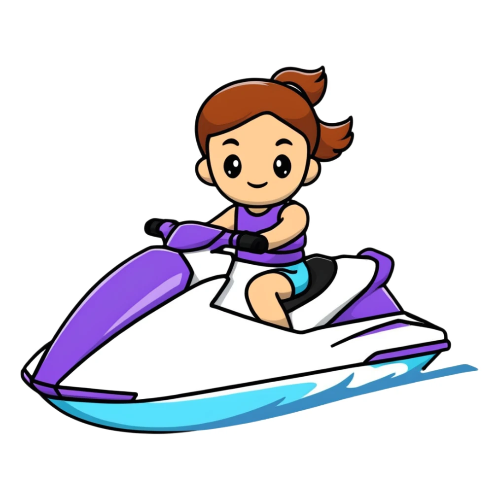 jet ski with a group of girls riding on it  sticker
