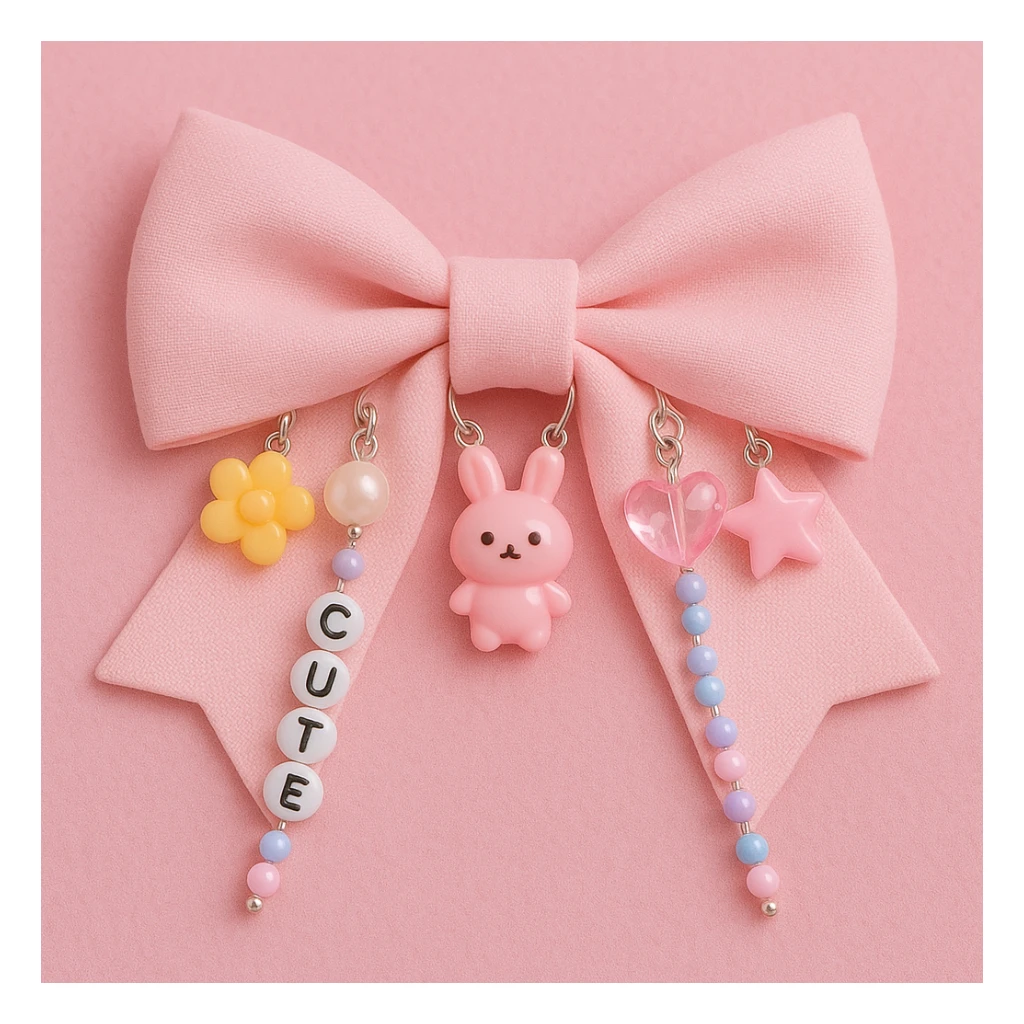 kpop bow with tiny charms and beads, cute and trendy sticker