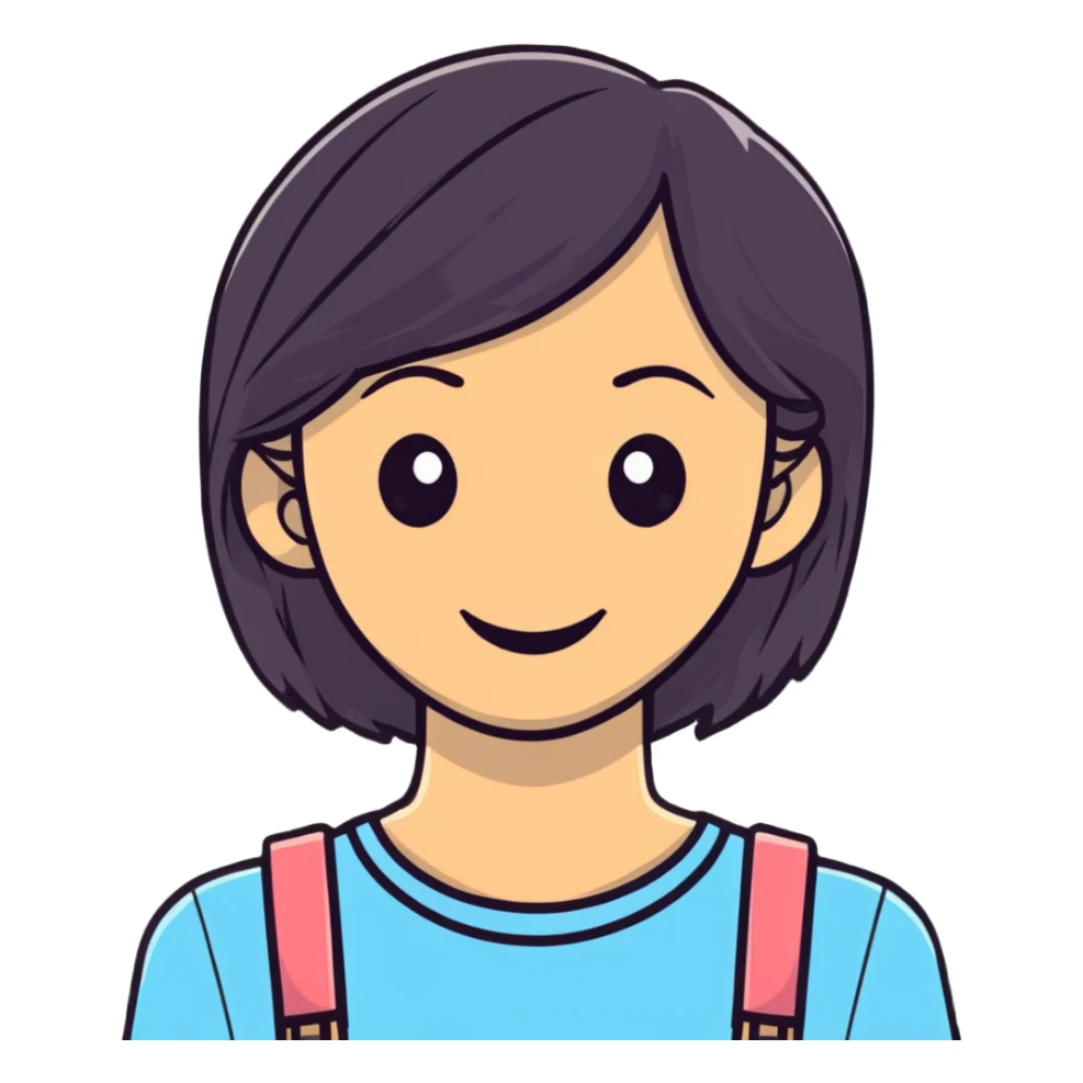 young adult woman with smile sticker