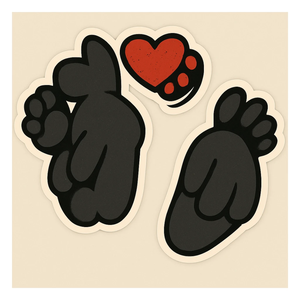 Make the puppy paws black, keep the heart and original style (original style was cartoonish stickers) sticker