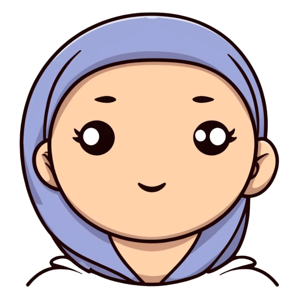 girl with narrow small eyes and big round face sticker