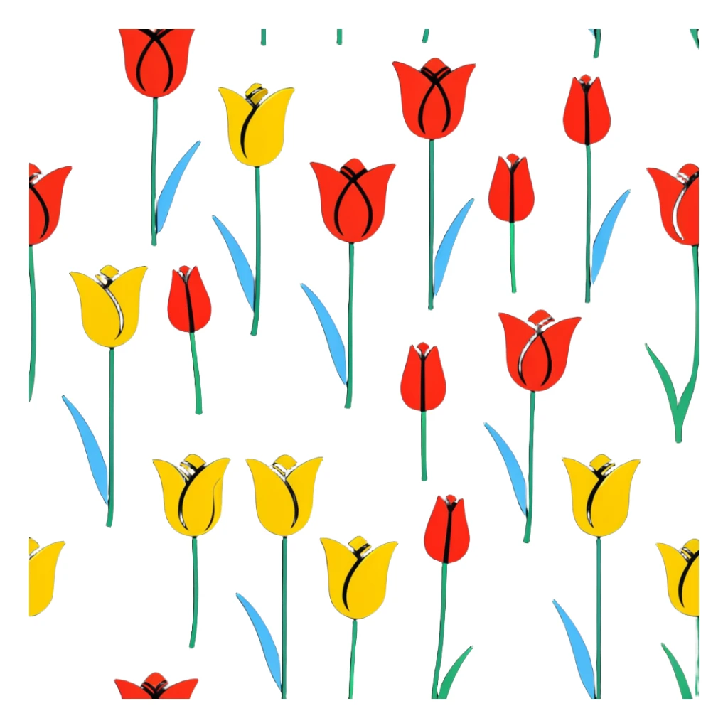 primary color tulips - red, blue, and yellow tulip flowers sticker