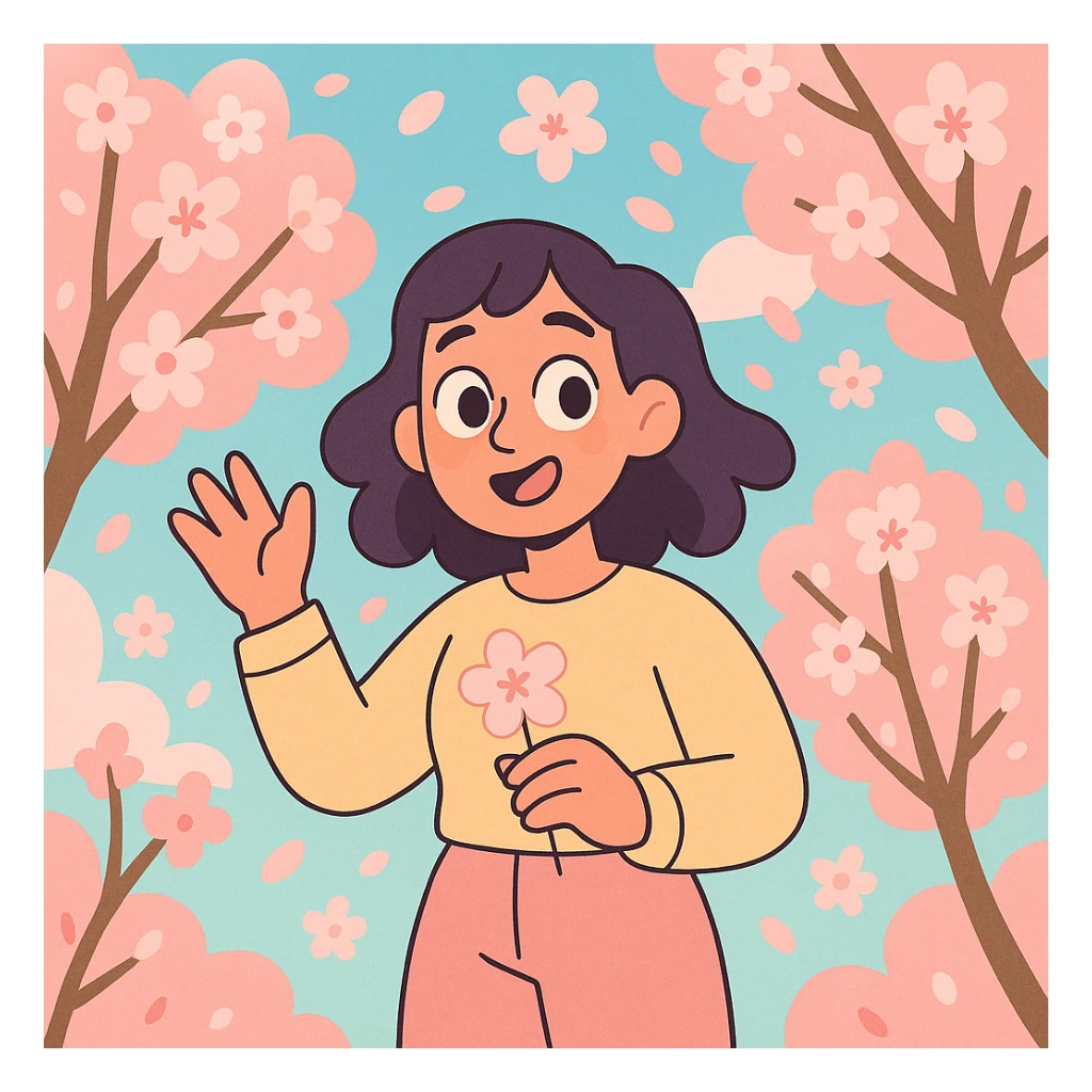 sakura cherry blossom, pastel toon style sticker