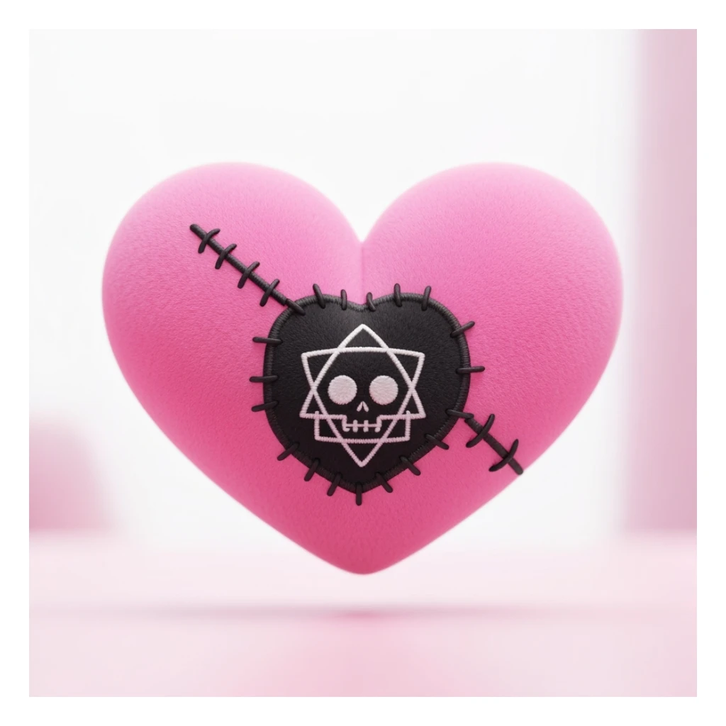 cute emo heart with a stitched patch sticker