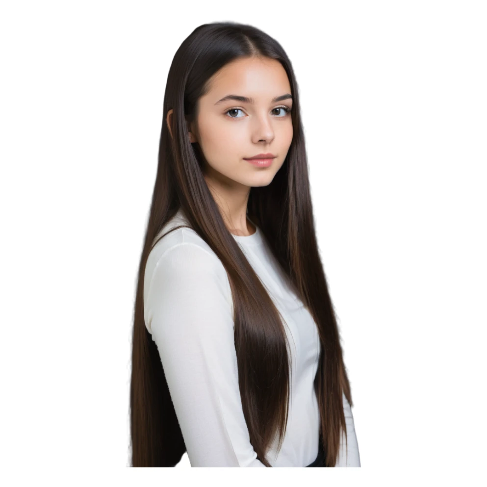 chica morena de pelo largo y liso sticker