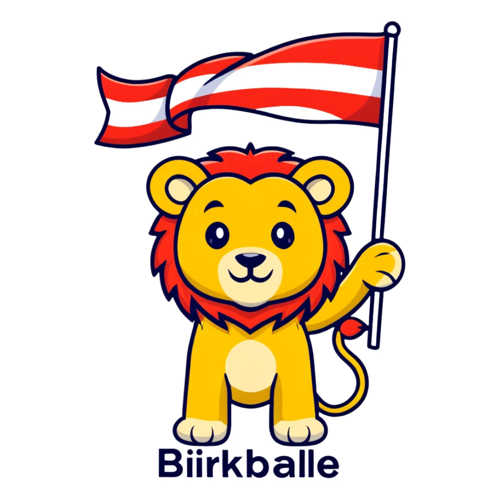 A lion logo holding a flag saying birkdale sticker