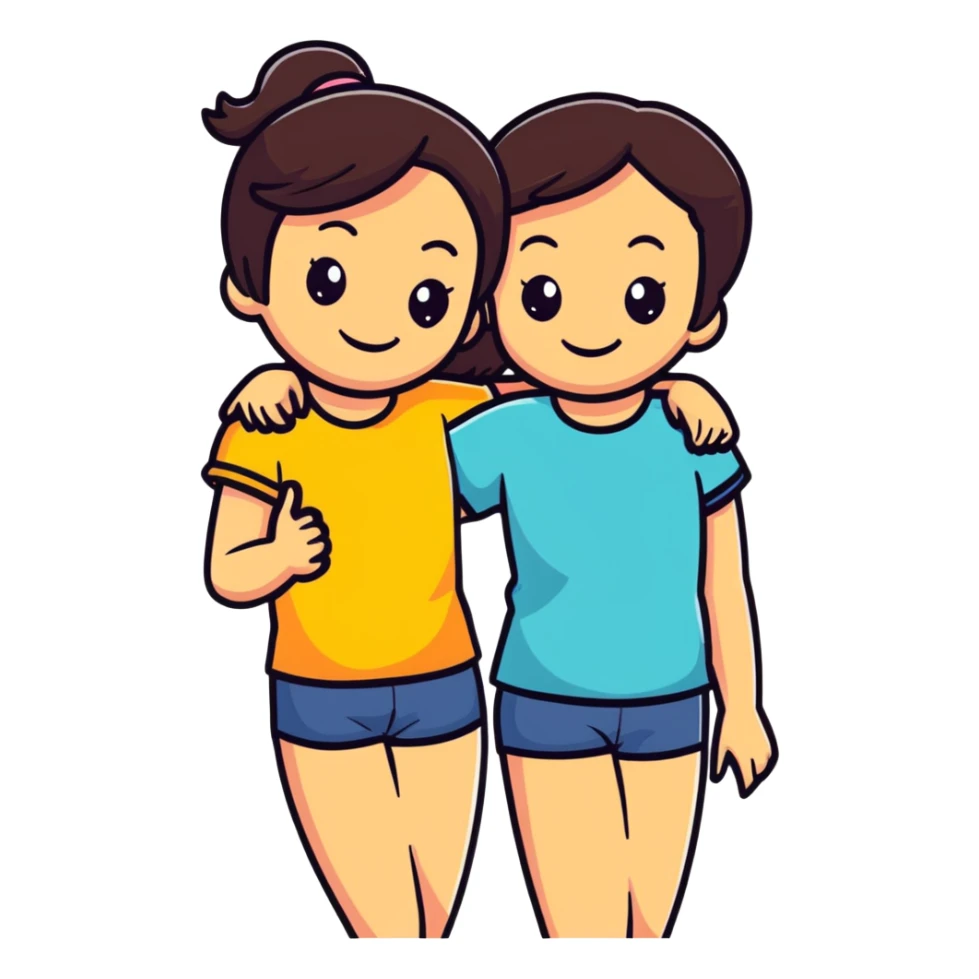 Mom and daughter both brunette best friends  sticker