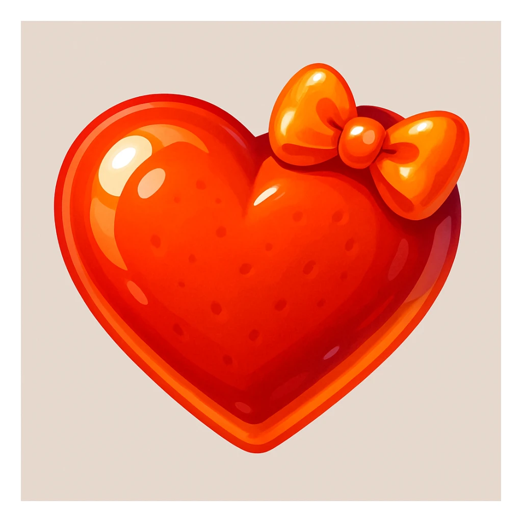 food heart emoji, shiny, with a bow accent sticker