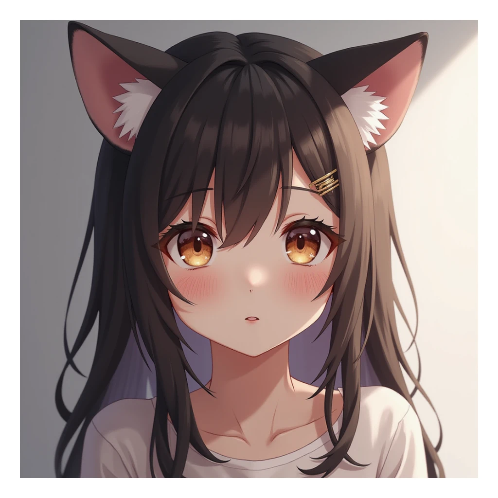 realistic anime girl with cat ears, photorealistic style, variation 2 sticker
