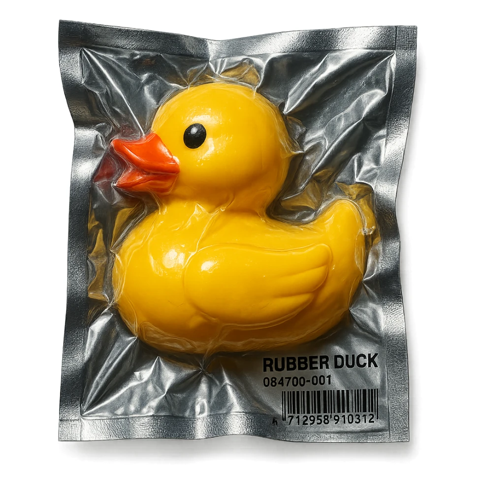 rubber duck in vacuum-sealed style sticker