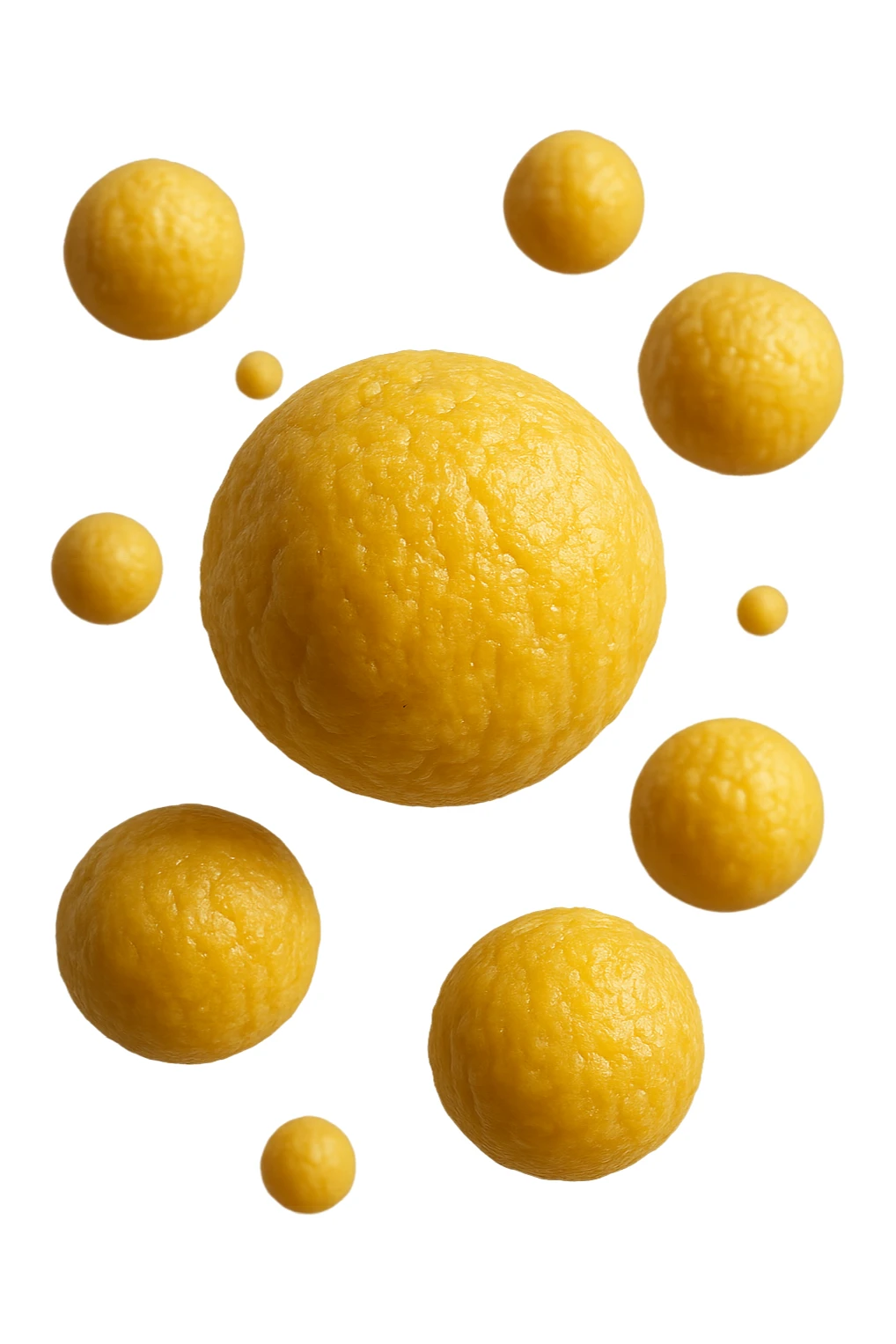 cellule di grasso gialle (adipociti) fluttuano in aria, iperrealistiche 4k sticker