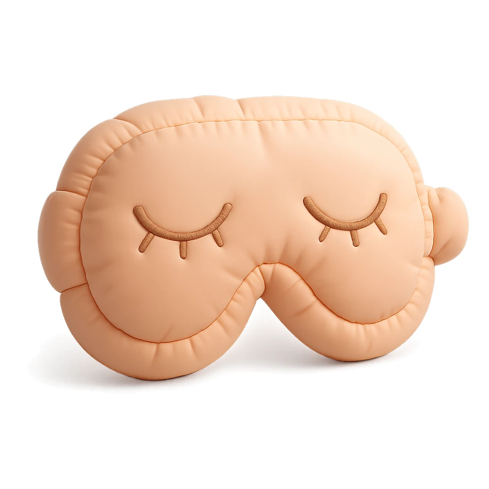 cute sleep eye mask with soft, plushy texture in cushion style sticker