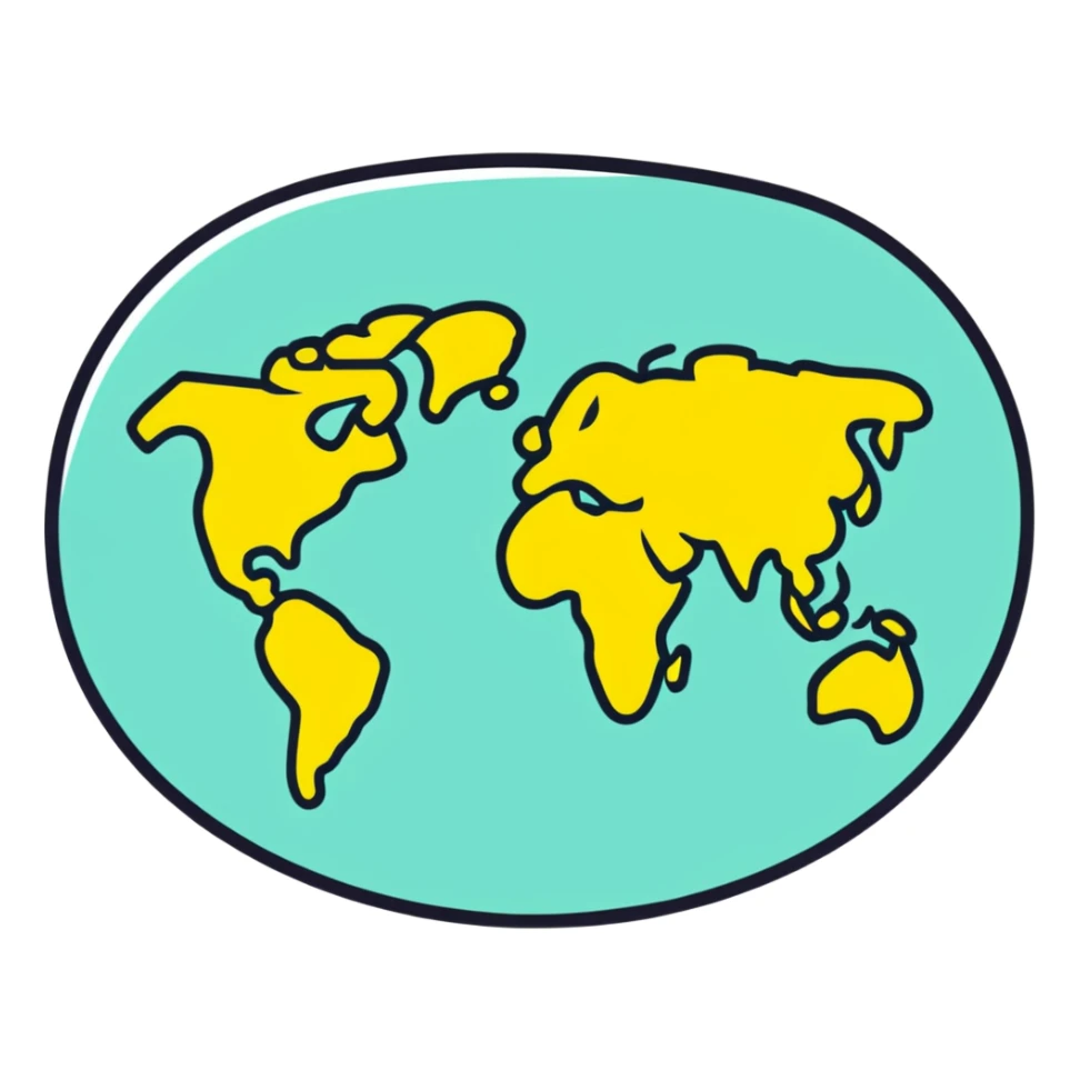 World map in the shape of a lemon that says 7 Lemon sticker