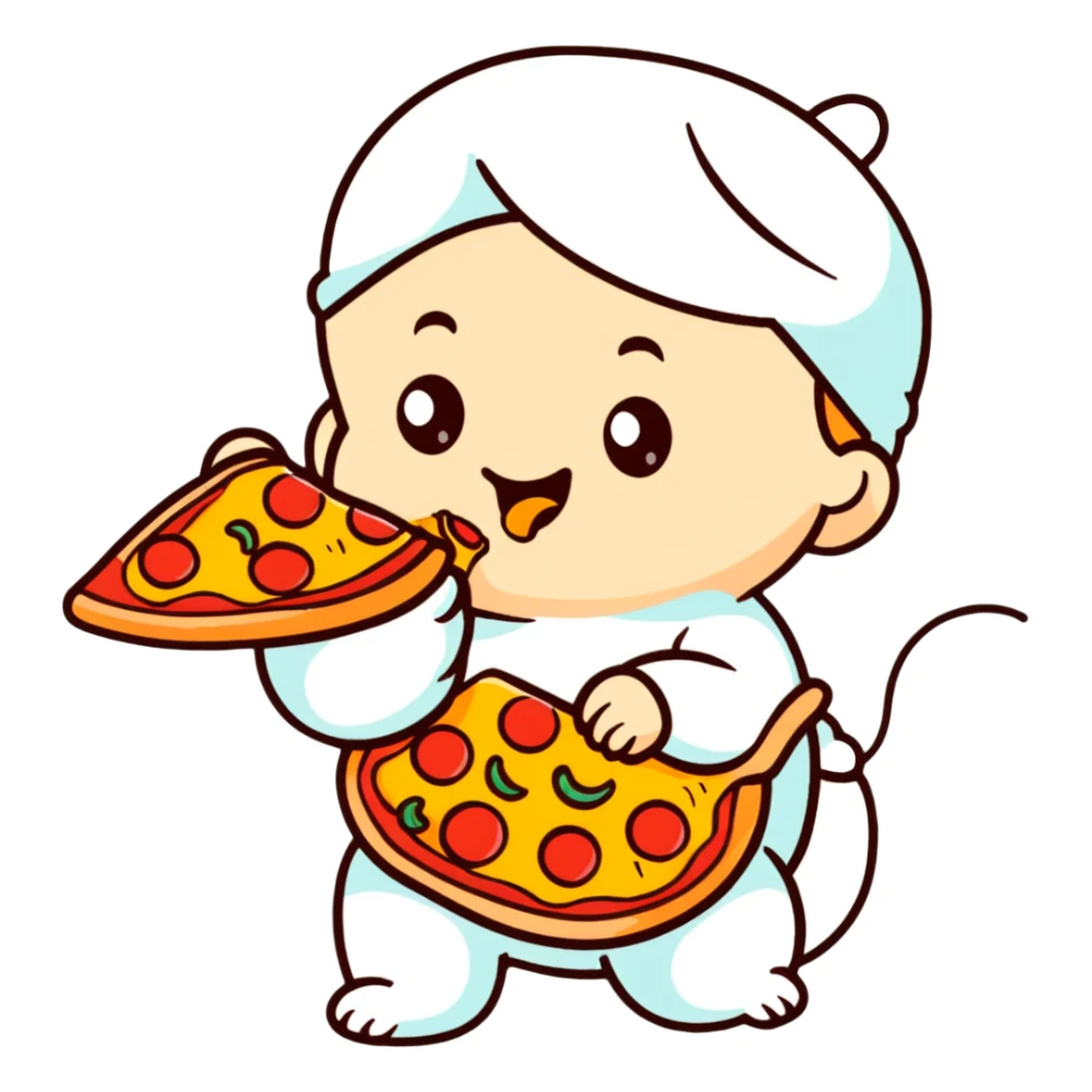 Baby eating a slice of pizza sticker