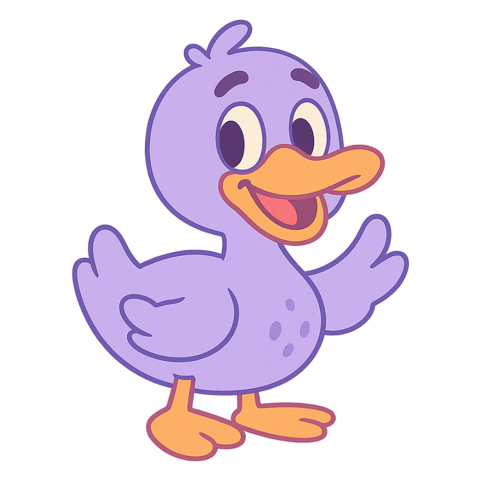 purple duck in pastel toon style sticker