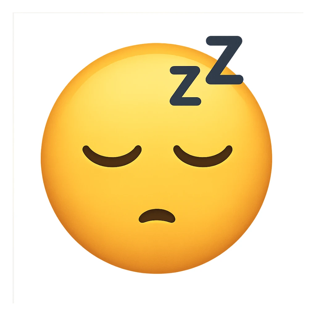 yellow sleepy face emoji, digital illustration sticker