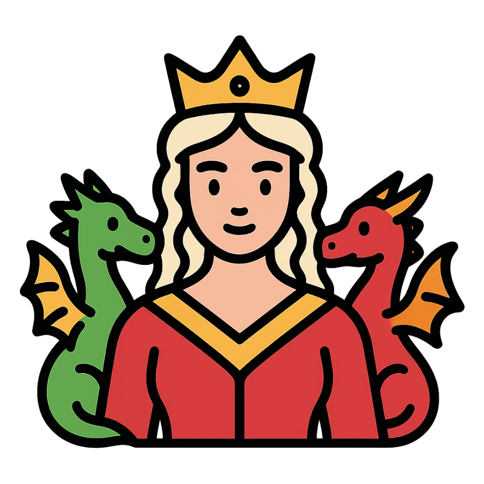 mother of dragons, fantasy queen with small dragons sticker