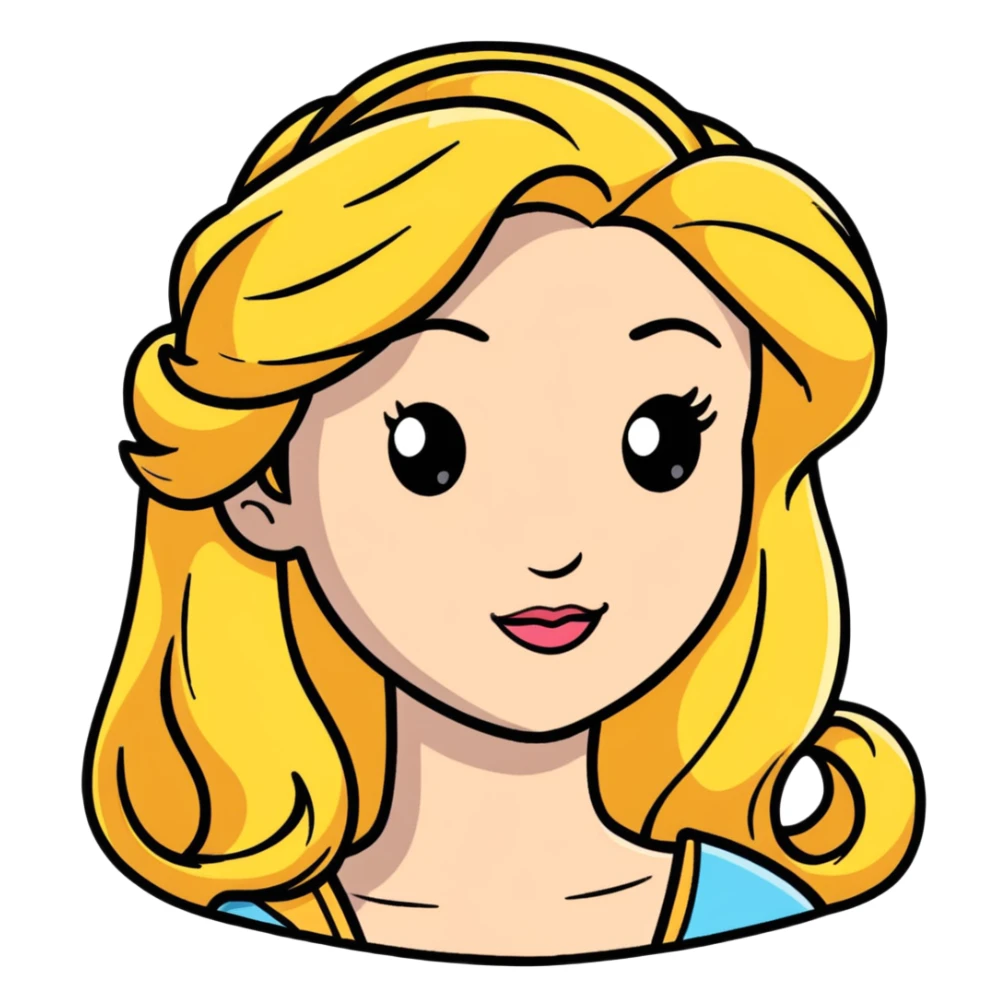 Disney princess face with long hair sticker