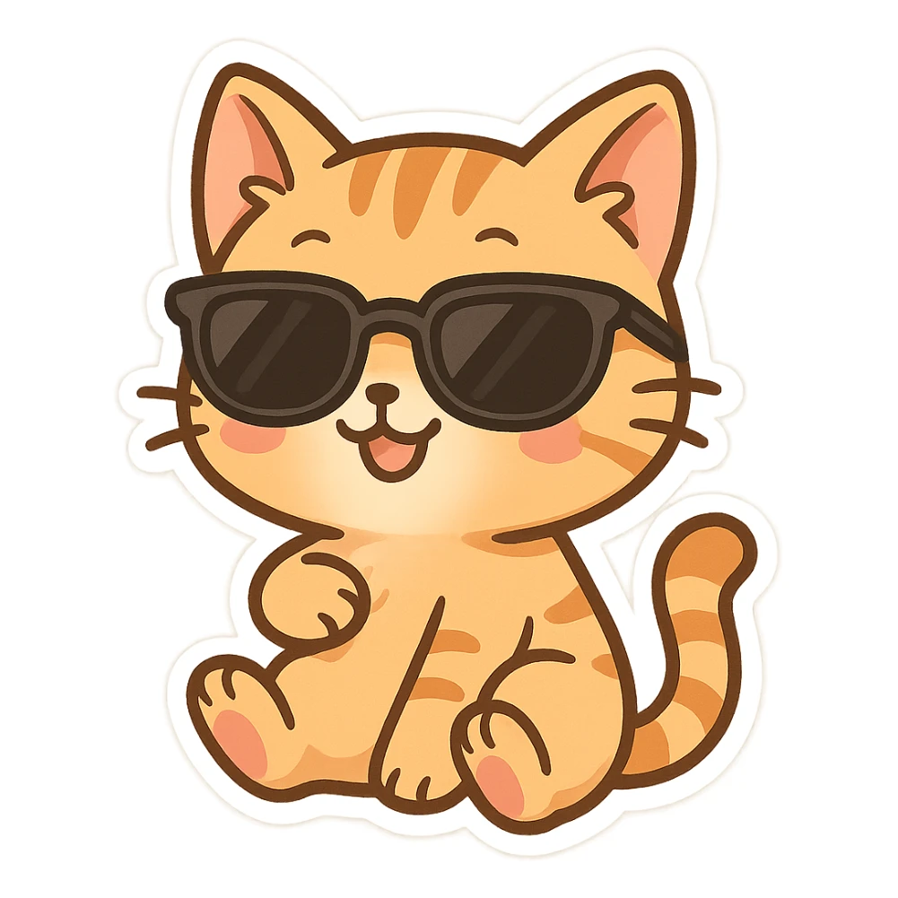 cool cat wearing sunglasses, fun and playful style sticker