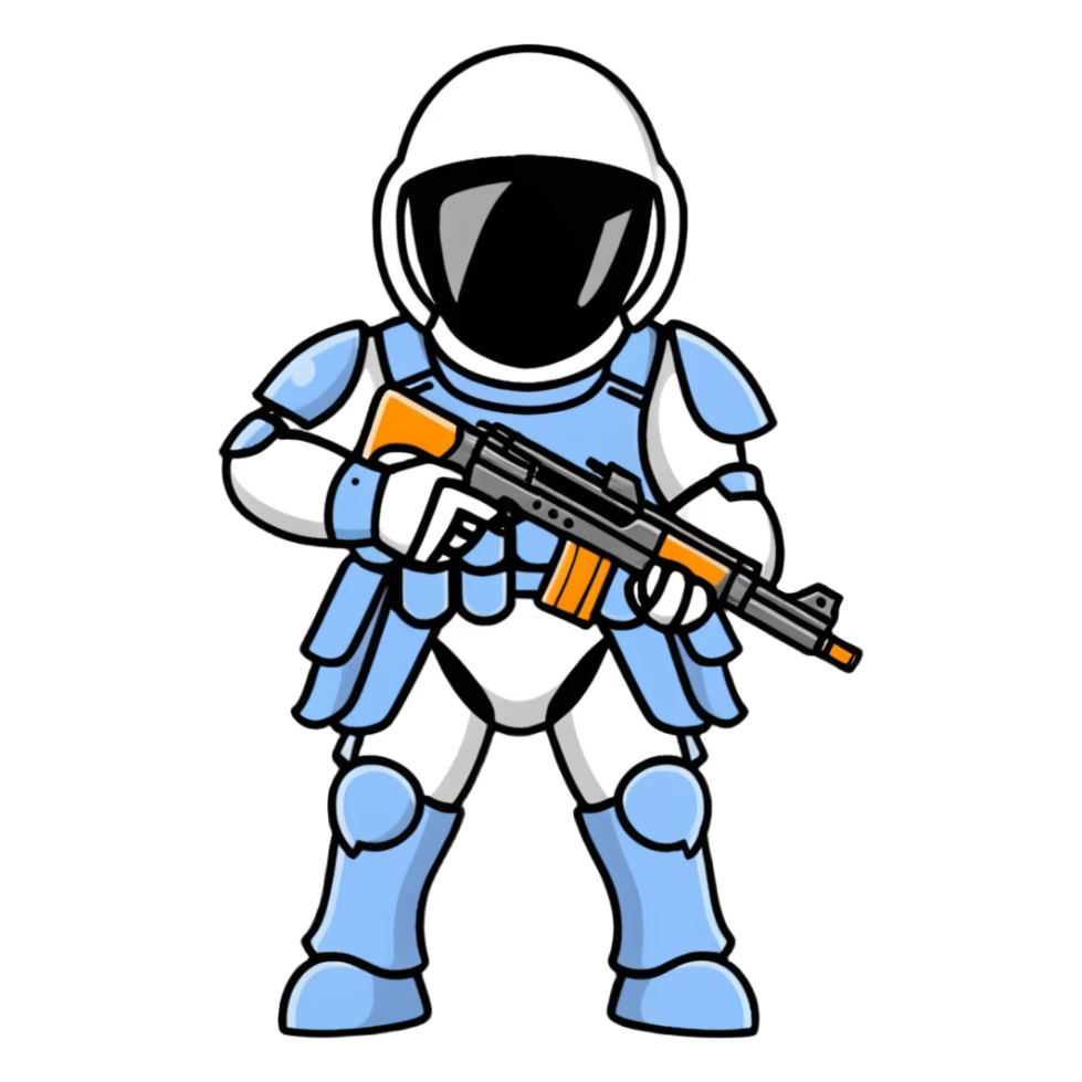 anime PUBG soldier with gun and armor sticker