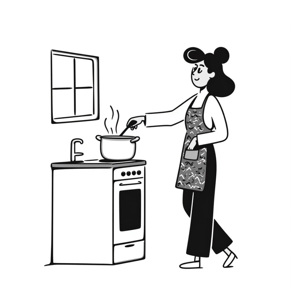 woman preparing food in kitchen sticker