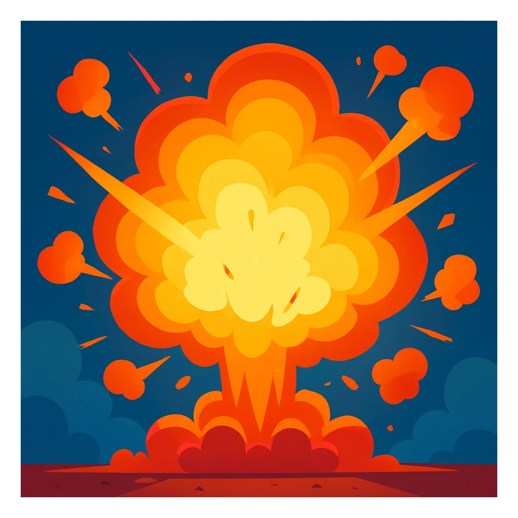 a big explosion in Pixar style, vibrant, dynamic, with expressive lighting and cartoon energy sticker