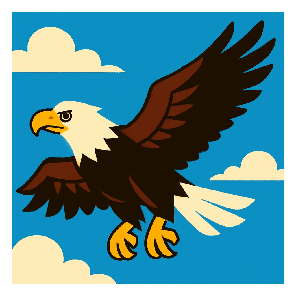 an American bald eagle soaring, vibrant colors sticker