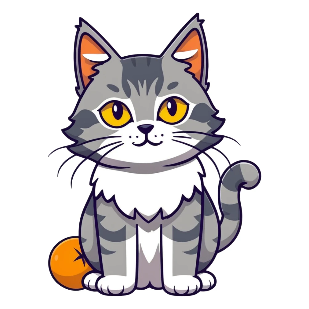 blue-gray maine coon cat with yellow eyes sticker