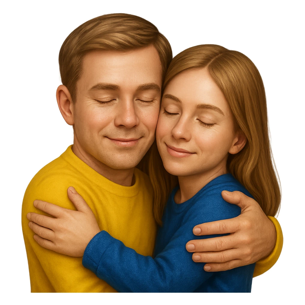 emoji stile iphone di una coppia che si abbraccia , iperrealistico 4k sticker